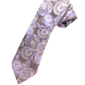 Ted Baker London Men's 100% Silk Necktie USA Designer Paisley Purple EUC